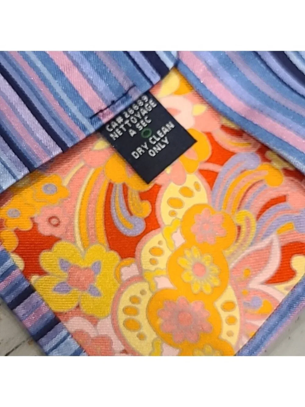 Ted Baker 100% silk hand tailored striped tie blue/pink